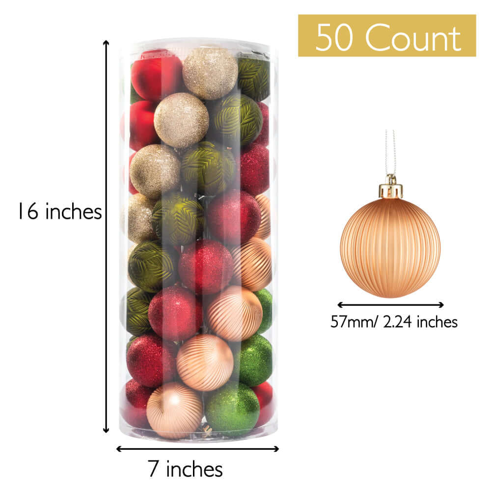 Every Day Is Christmas 50ct 57mm/ 2.24' Christmas Ornaments, Shatterproof Christmas Tree Ornaments Set, Christmas Balls Decoration (New Black)