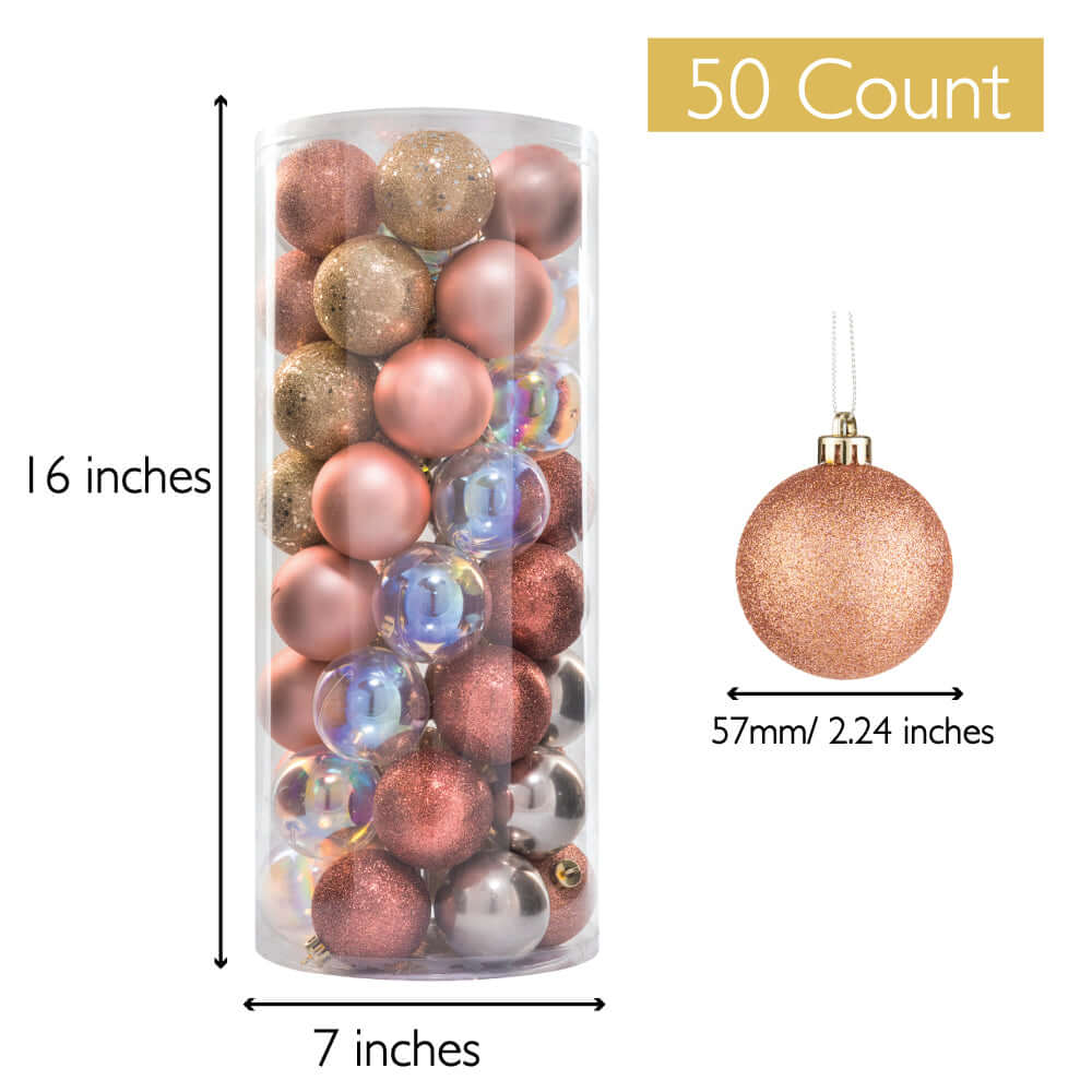 Every Day Is Christmas Ornaments, Shatterproof Christmas Tree Ornament Set, Christmas Balls Decoration 50 Count (2.24/57mm, Woodland)