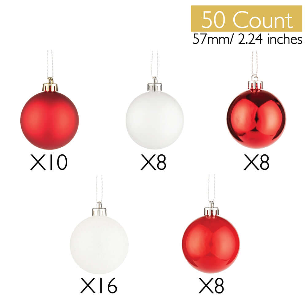 Every Day Is Christmas 50ct 57mm/ 2.24' Christmas Ornaments, Shatterproof Christmas Tree Ornaments Set, Christmas Balls Decoration (New Black)