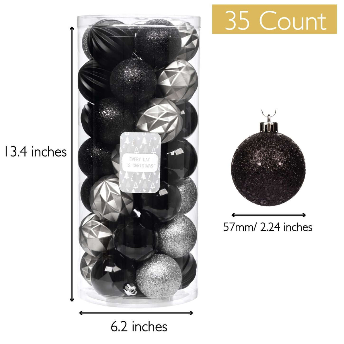 Christmas Ornaments - Tree Decorations (Black & Grey) – Every Day